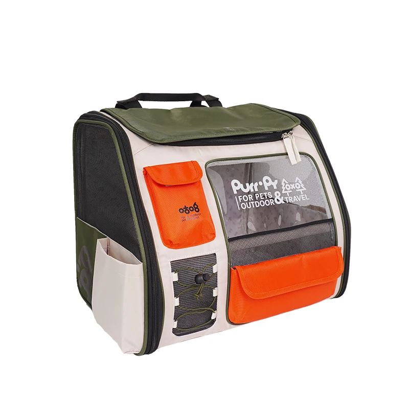 Purrpy Zaino Portatile per Gatti di Grande Capacità, Zaino per Gatti a Capsula Spaziale con Doppia Spallaccia, Verde