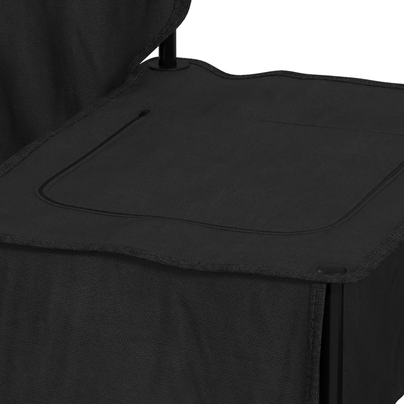 Outsunny Podwójne krzesło campingowe, przenośne krzesło składane z dwoma stolikami, uchwytami na napoje i kieszeniami na przechowywanie, krzesło ogrodowe dla 2 osób, kolor czarny