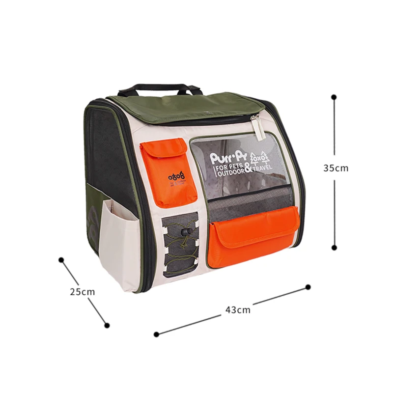 Purrpy Zaino Portatile per Gatti di Grande Capacità, Zaino per Gatti a Capsula Spaziale con Doppia Spallaccia, Verde
