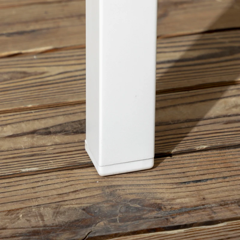 Outsunny Conjunto de Refeição de Jardim de 7 Peças com 1 Mesa e 6 Cadeiras Empilháveis Estilo Moderno Branco e Cinza