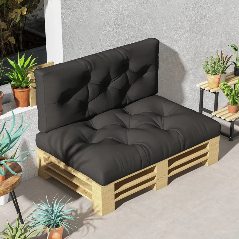 Outsunny Poduszka do Siedzenia Poduszki do Siedziska, Z Poduszki z Guzikami, 120 x 80 x 12 cm, Szary