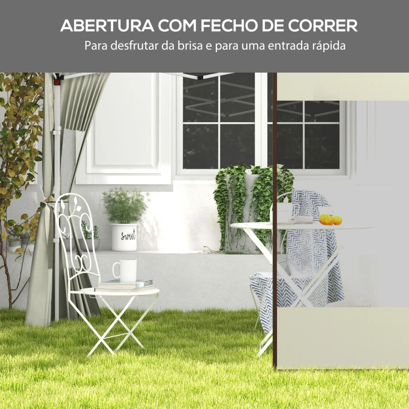 Outsunny Paredes Laterais para Tenda de 2 Painéis 295x195 cm em Tecido Oxford com 2 Janelas para Tendas de 6x3 m 3x3 m Creme