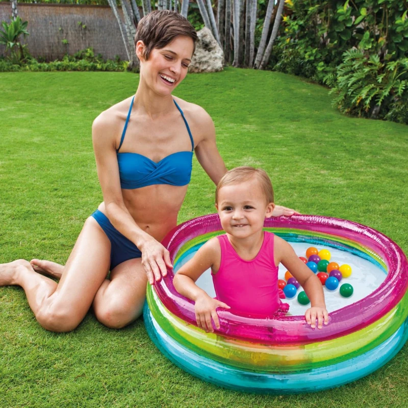 INTEX 48674NP - Piscina Baby 3 Anelli Palline Colorate Cm 86X25