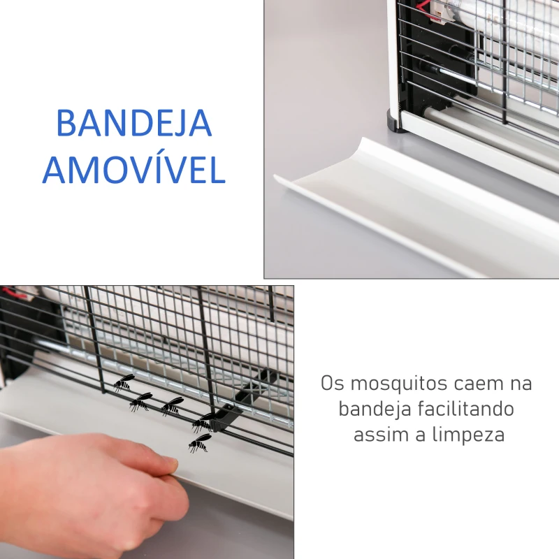 Outsunny Lâmpada Anti-Mosquitos Elétrica 30W Mata Mosquitos Elétrico com Luz UV Efeito 60 m² para Jardim Pátio 48,5x8,5x26,5 cm Prata