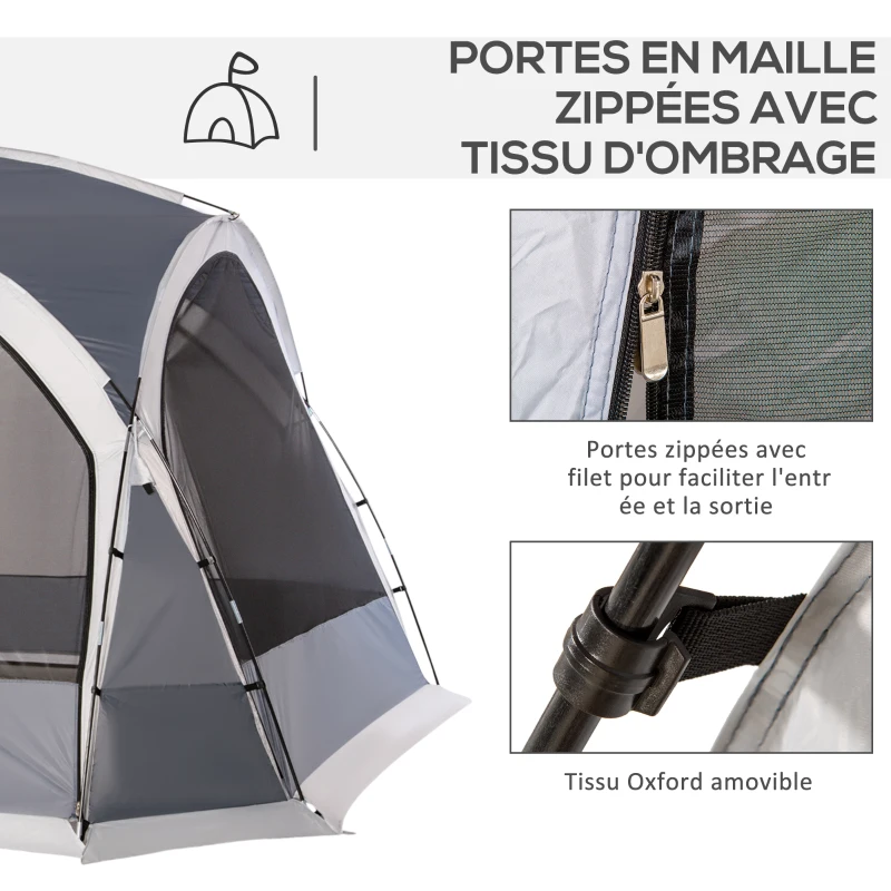 Outsunny Tente de camping dôme familiale pour 6-8 personnes avec 4 portes en filet zippées, tissu Oxford crochet pour lampe
