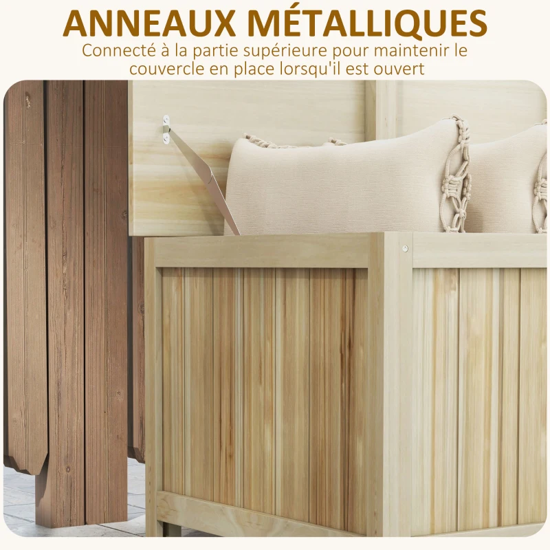 Outsunny Coffre de rangement jardin en bois 172L avec vérins, pour l'extérieur - 120L x 55l x 45H cm