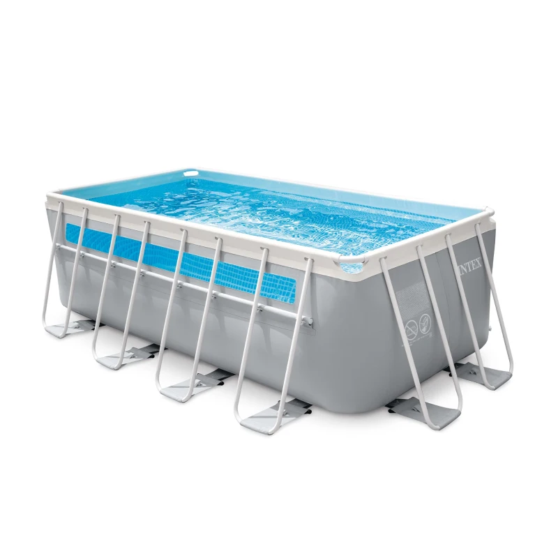 INTEX 26770NP - Piscina Prisma Frame Rettangolare Clearview Cm 400X200X122 Con Pompa Filtro, Telo Base, Telo Copertura, Scaletta