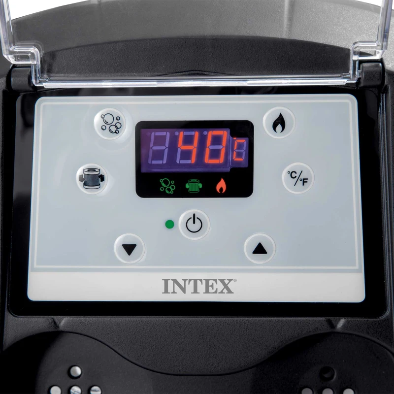 INTEX 28486EX - Spa Bubble Blue Cm 180X66, 4 Posti, Con Pompa, Riscaldatore, 100 Getti, Telo Copertura, Dispenser Di Cloro