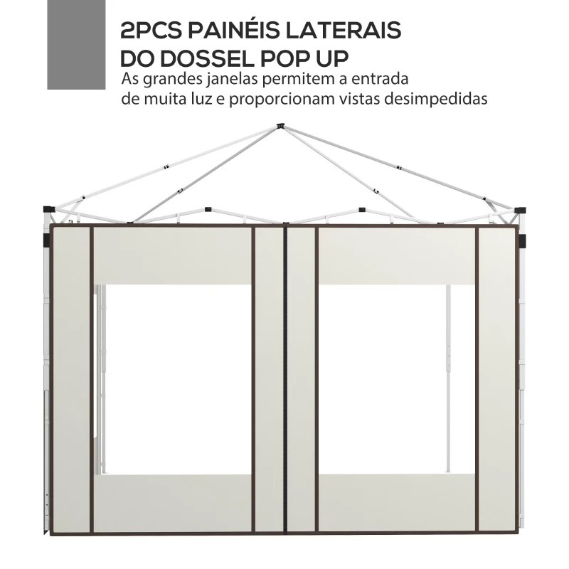 Outsunny Paredes Laterais para Tenda de 2 Painéis 295x195 cm em Tecido Oxford com 2 Janelas para Tendas de 6x3 m 3x3 m Creme