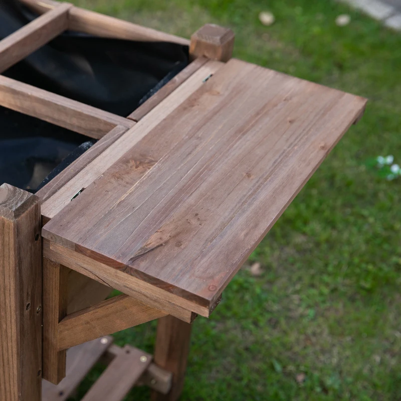 Outsunny Letto per Orto Rialzato in Legno con Ripiano Pieghevole e Mensola Inferiore, 123x54x80cm