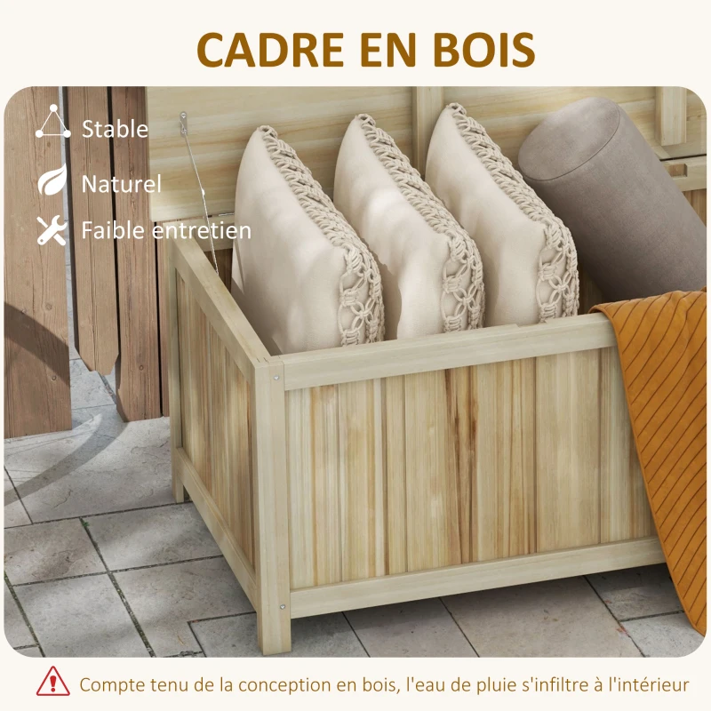 Outsunny Coffre de rangement jardin en bois 172L avec vérins, pour l'extérieur - 120L x 55l x 45H cm