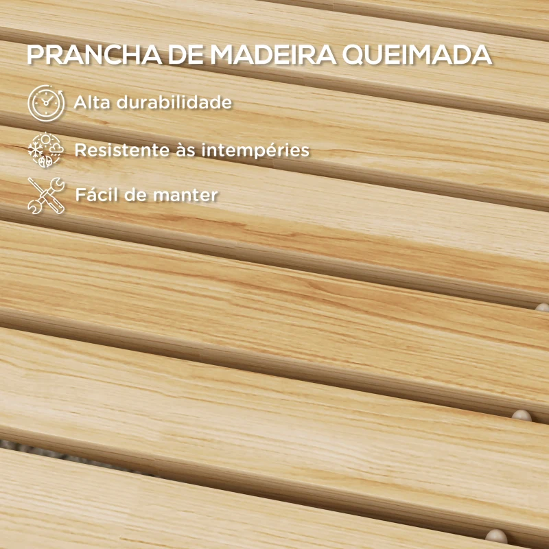 Outsunny Estrado de Ripas de Madeira Enrolável 120x38 cm Resistente às Intempéries Decoração de Jardim para Praia Festa Natural