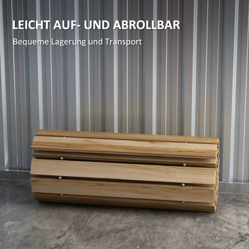 Outsunny Uitrolbaar Tuinpad, Weerbestendig, Vurenhout, 120 x 47 x 1 cm, Natuurlijk