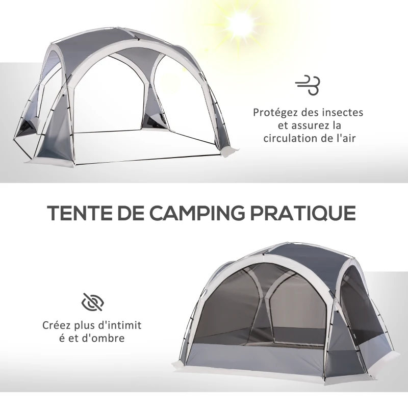 Outsunny Tente de camping dôme familiale pour 6-8 personnes avec 4 portes en filet zippées, tissu Oxford crochet pour lampe
