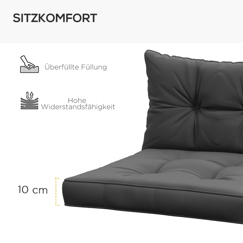 Outsunny 2 zestaw poduszek ogrodowych na krzesła z 10 cm grubym wypełnieniem, do mebli rattanowych i ogrodowych, poliester, ciemnoszary