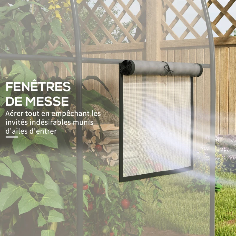 Outsunny Serre de Jardin Tunnel 6 m² 3L x 2l x 2H m châssis Tubulaire renforcé Porte zippée 2 fenêtres enroulables - transparent