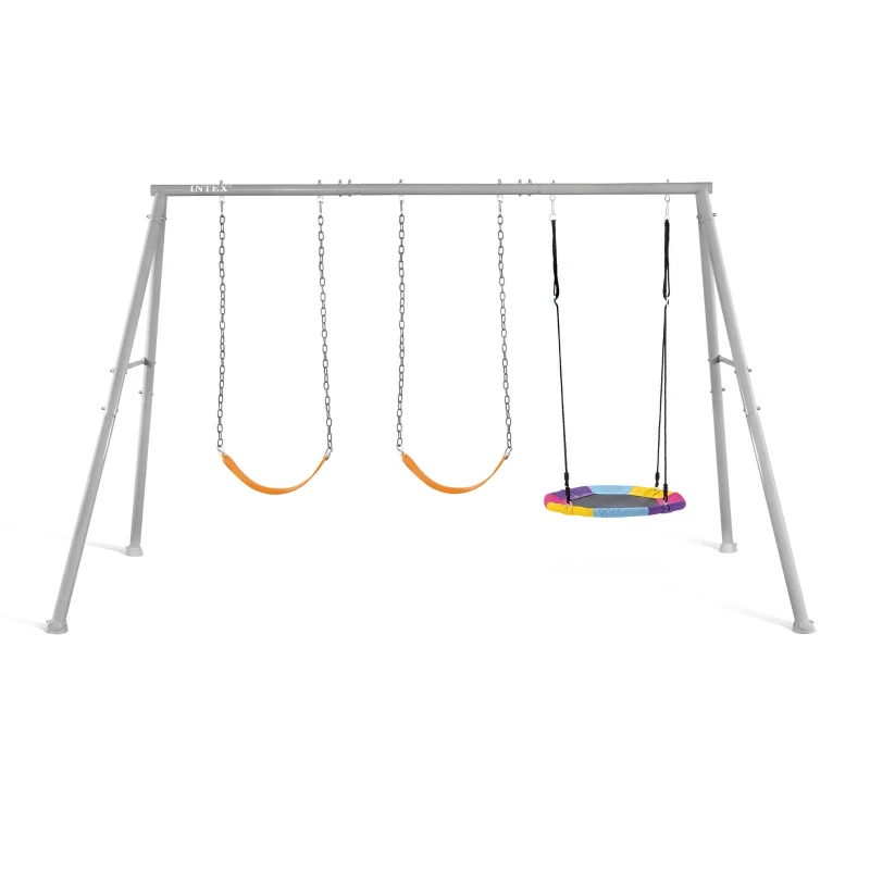 INTEX 44134 - Altalena Grigia Cm 351X244X201, 3 Componenti (Dondolo & 2 Altalene)