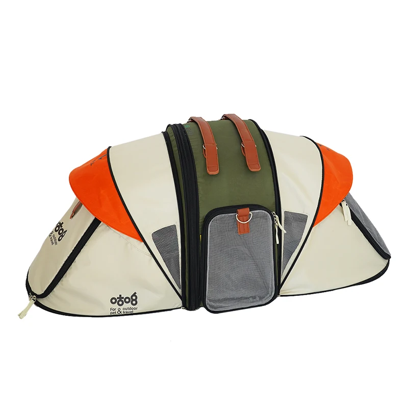 Purrpy Zaino Portatile per Gatti di Grande Capacità, Espandibile, Con Doppia Funzione a Spalla e a Mano, Verde