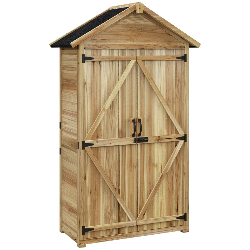 Outsunny Tuinhuis Tuinschuur Tuinkast, weerbestendig, vintage design, 102 cm x 54 cm x 177 cm, Natuur(m-11)