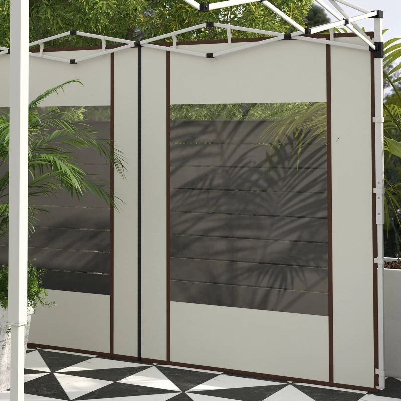 Outsunny Paredes Laterais para Tenda de 2 Painéis 295x195 cm em Tecido Oxford com 2 Janelas para Tendas de 6x3 m 3x3 m Creme
