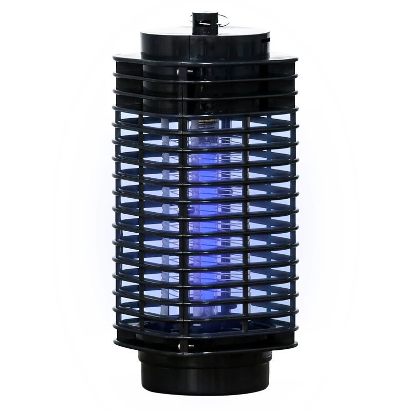 Outsunny Lâmpada Anti-Mosquitos Elétrica 30W Mata Mosquitos Elétrico Efeito UV 30 m² para Jardim Terraço Pátio 11x11x26 cm Preto