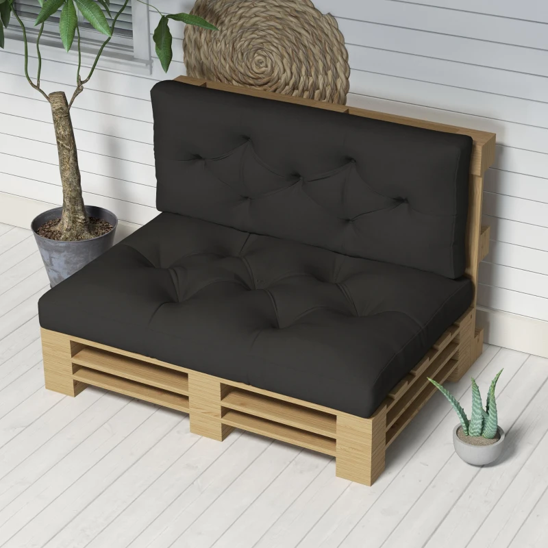 Outsunny Poduszka do Siedzenia Poduszki do Siedziska, Z Poduszki z Guzikami, 120 x 80 x 12 cm, Szary