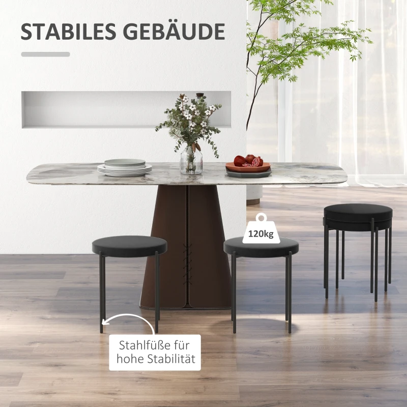 HOMCOM Eetkamerstoel Accentstoel Keukenstoelen, 41,5 cm x 41,5 cm x 46 cm, Zwart