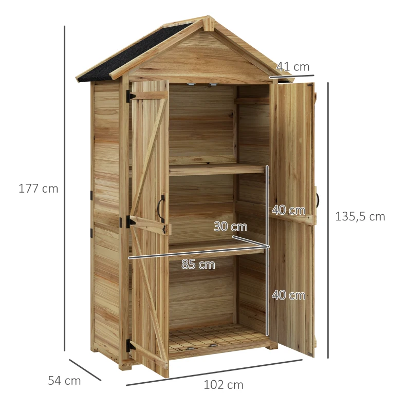 Outsunny Tuinhuis Tuinschuur Tuinkast, weerbestendig, vintage design, 102 cm x 54 cm x 177 cm, Natuur(m-3)