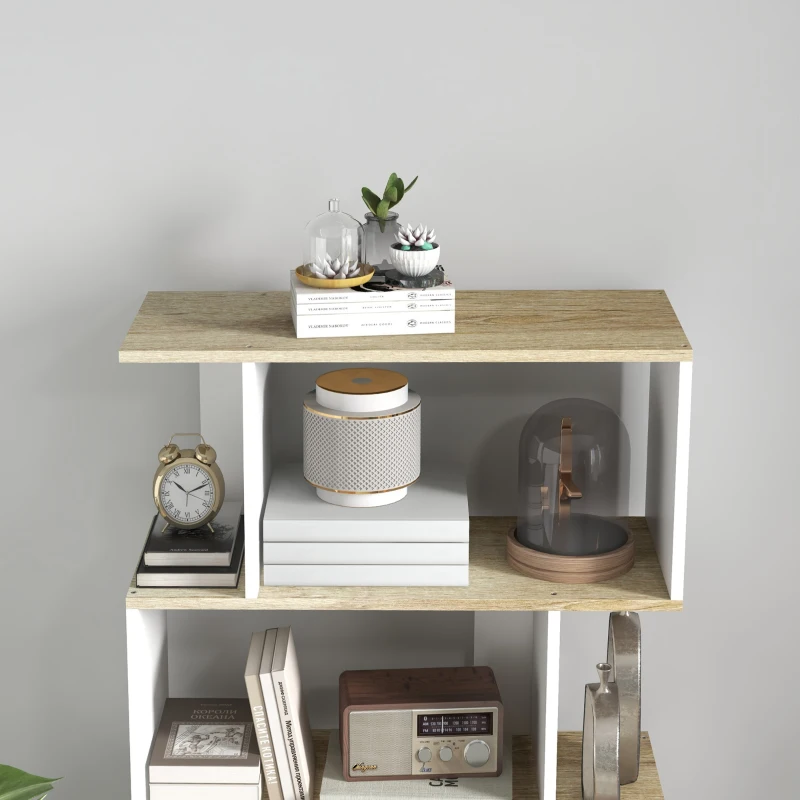 HOMCOM Estante para Livros Estilo Nórdico Estante com 5 Prateleiras Anti-Tombo Carga 25 kg 70x29,5x163 cm Branco e Madeira