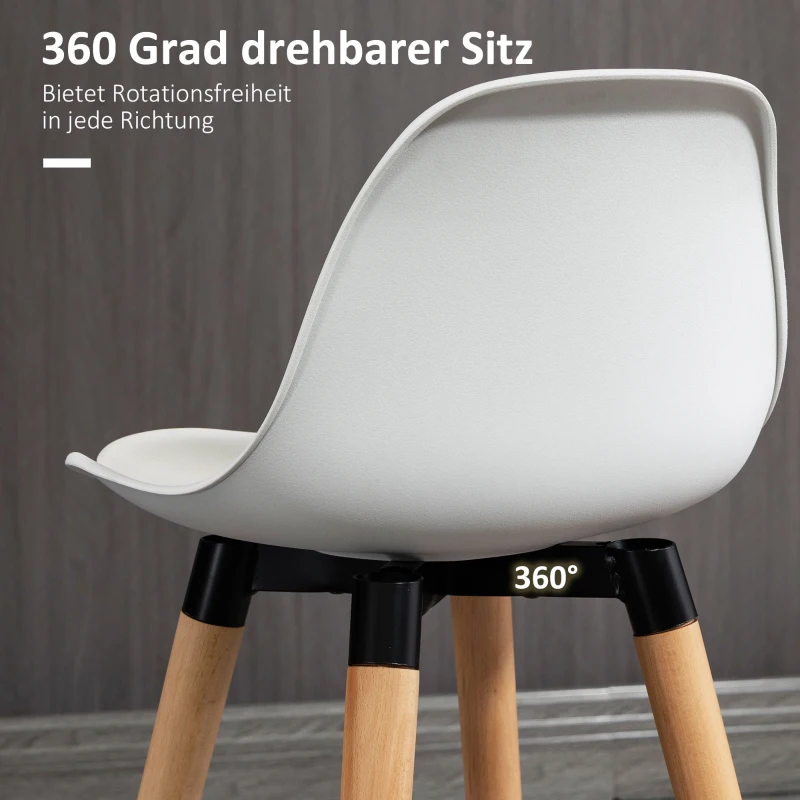 HOMCOM Zestaw 2 krzeseł barowych w stylu skandynawskim, z podnóżkiem, 38,5 cm x 42,5 cm x 91 cm, Naturalne + Białe