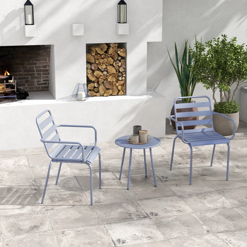 Outsunny 3-delige Bistroset Balkonbistroset 2-delige Bistroset, opklapbaar, modern design, 51 x 58 x 78 cm, Lichtgrijs