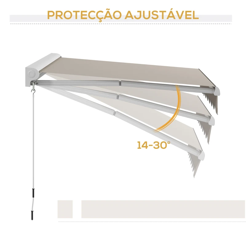 Outsunny Toldo Retrátil Elétrico ou Manual 250x200 cm Toldo Portátil para Varanda com Controlo Remoto Manivela Manual Creme