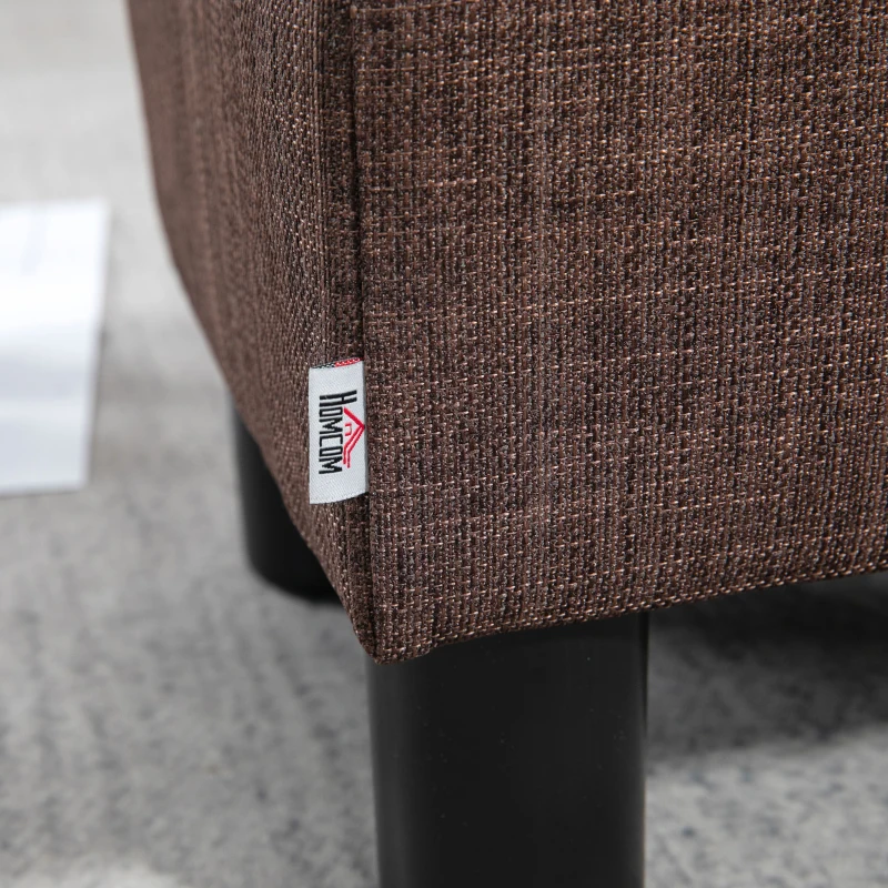 HOMCOM Poef met stoffen bekleding in linnenlook, tot 100 kg, bruin, 40 x 30 x 24 cm(m-9)