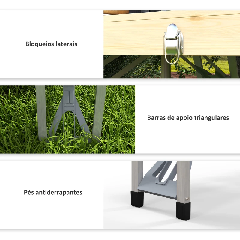 Outsunny Mesa Campismo Dobrável 86x72,5x67 cm com 4 Assentos e Orifício para Chapéu de Sol Estrutura de Aluminio Exterior Natural