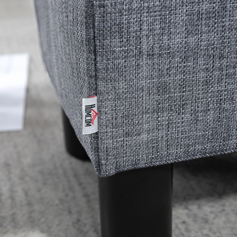 HOMCOM Kruk met Stoffen Bekleding in Linnen-Look, tot 100 kg, Lichtgrijs, 40 x 30 x 24 cm(m-8)