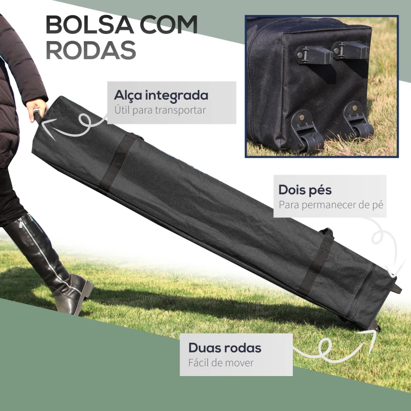 Outsunny Tenda Dobrável 2,5x2,5x2,68cm Tenda de Jardim com Proteção UV 50+ Altura Ajustável com 4 Sacos de Areia Verde Escuro