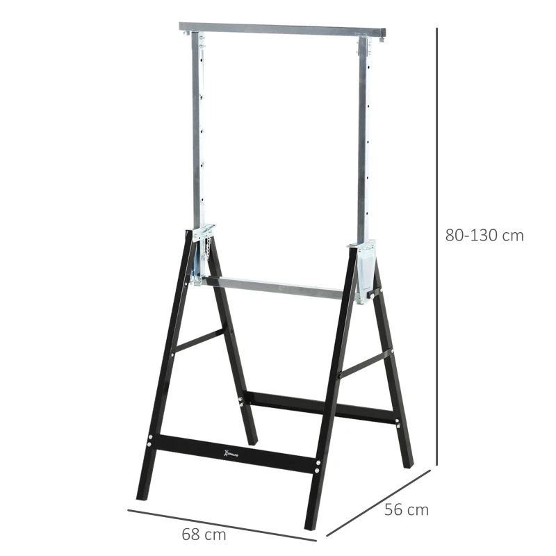 DURHAND zaagbok, werkbank, in hoogte verstelbaar, inklapbaar, metaal, zwart, 68 x 56 x 80-130 cm, belastbaarheid 200kg zaagbok werkbank in hoogte verstelbaar inklapbaar metaal zwart belastbaar | Aosom.de