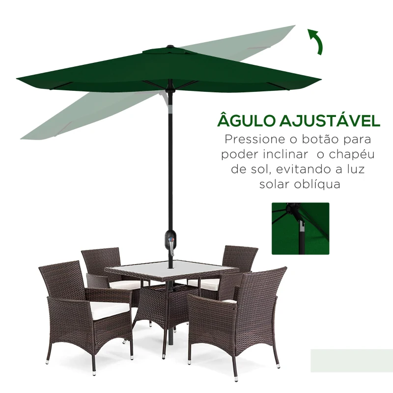 Outsunny Chapéu de Sol de Jardim 300x200x248 cm Proteção UV50+ Inclinável com Teto de Ventilação e Manivela para Terraço Verde