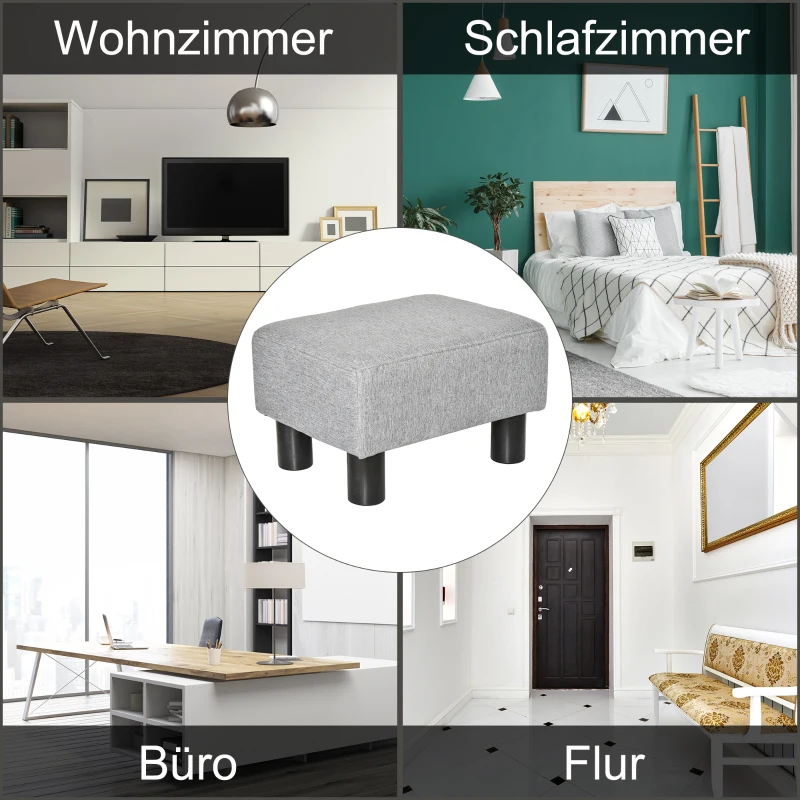 HOMCOM Kruk met Stoffen Bekleding in Linnen-Look, tot 100 kg, Lichtgrijs, 40 x 30 x 24 cm(m-7)