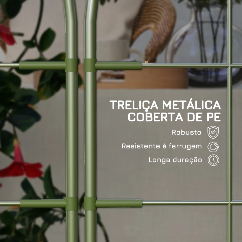 Outsunny Conjunto de 4 Treliças de Jardim Suportes para Plantas Trepadeiras com Estrutura de Aço para Frutas Flores 40x90 cm Verde
