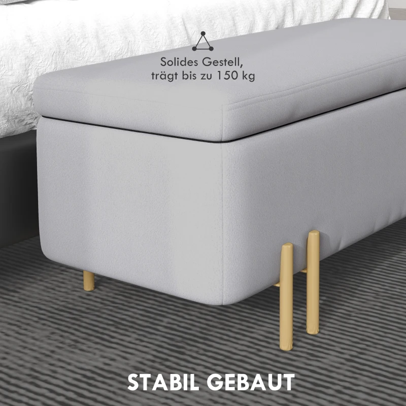 HOMCOM Ławka elegancka tapicerowana ławka ze schowkiem skrzynia z siedziskiem ciemnoszara