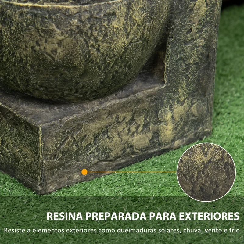 Outsunny Fonte de Jardim 5W Fonte de Água em Cascata de 4 Níveis com Bomba de Água e Saída de Água Ajustável 25x24x60 cm Multicolor