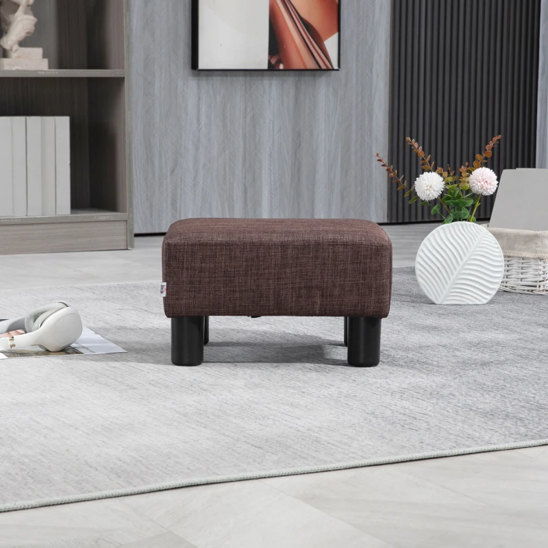 HOMCOM Poef met stoffen bekleding in linnenlook, tot 100 kg, bruin, 40 x 30 x 24 cm(m-8)