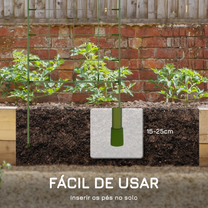Outsunny Conjunto de 4 Treliças de Jardim Suportes para Plantas Trepadeiras com Estrutura de Aço para Frutas Flores 40x90 cm Verde