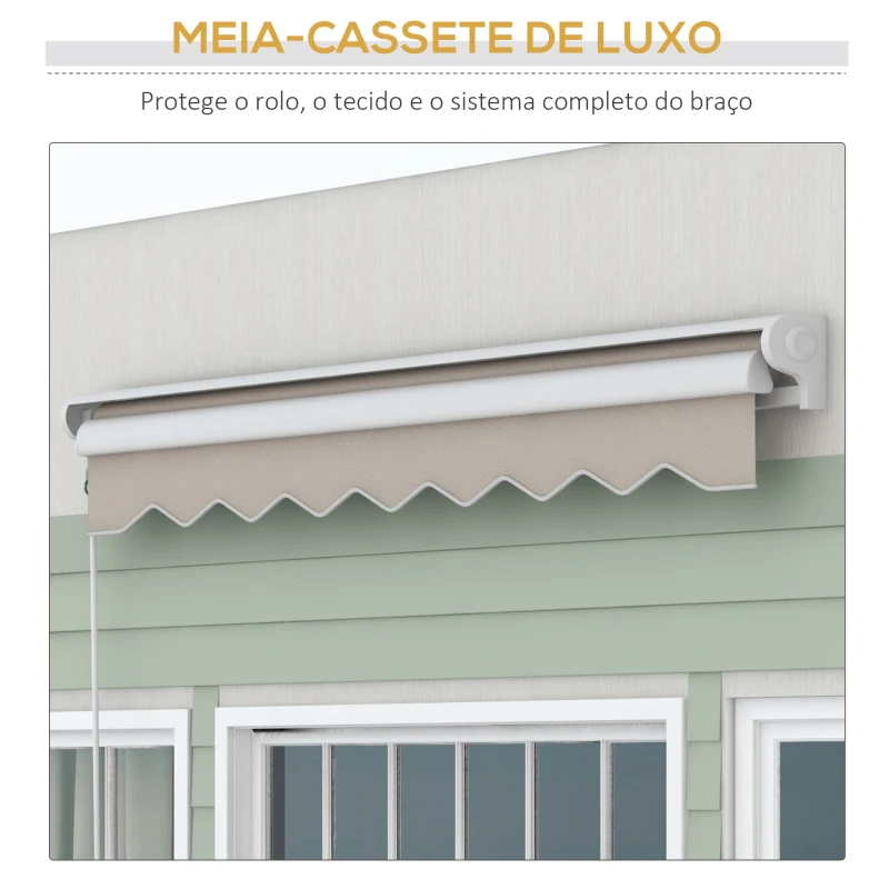 Outsunny Toldo Retrátil Elétrico ou Manual 250x200 cm Toldo Portátil para Varanda com Controlo Remoto Manivela Manual Creme