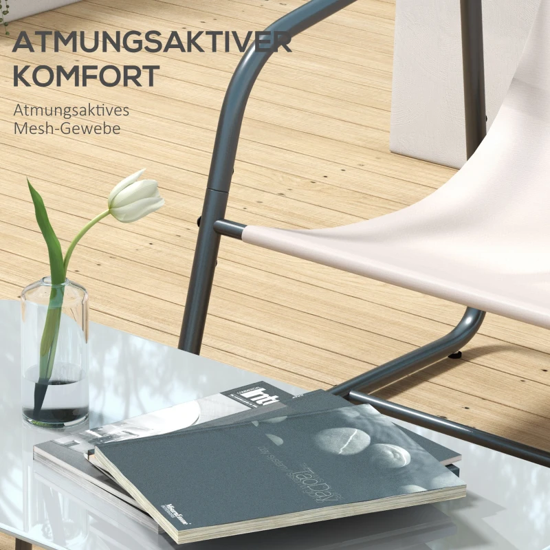 Outsunny Zestaw mebli ogrodowych 4-częściowy grupa wypoczynkowa, 1 Sofa, 2 Fotele, 1 Stolik, 110 x 70 x 70 cm, Kremowy + Czarny