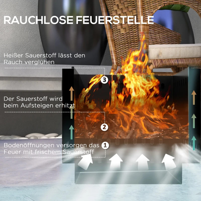 Outsunny Vuurkorf Vuurkorf, incl. Pook, 48 x 48 x 41 cm, Zwart