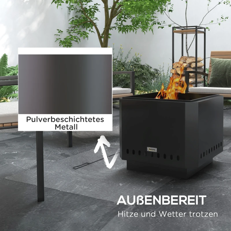 Outsunny Vuurkorf Vuurkorf, incl. Pook, 48 x 48 x 41 cm, Zwart