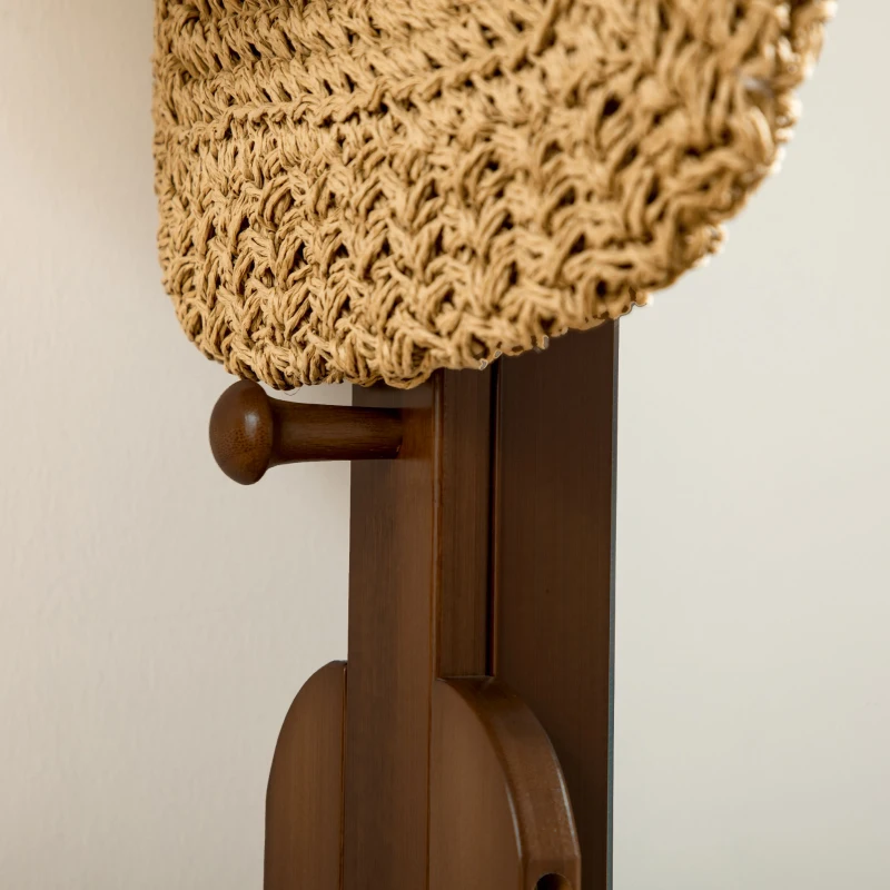 HOMCOM Móvel Cabide de Entrada com Banco Espelho 2 Gavetas 4 Ganchos Barra e Compartimento de Armazenamento 113x33x169,5cm Marrom