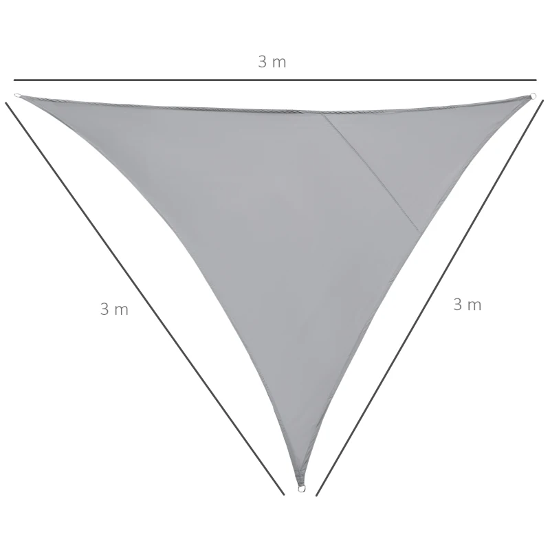 Outsunny Voile d'ombrage Triangulaire Grande Taille 3 x 3 x 3 m Polyester imperméabilisé Haute densité 160 g/m² Gris Clair